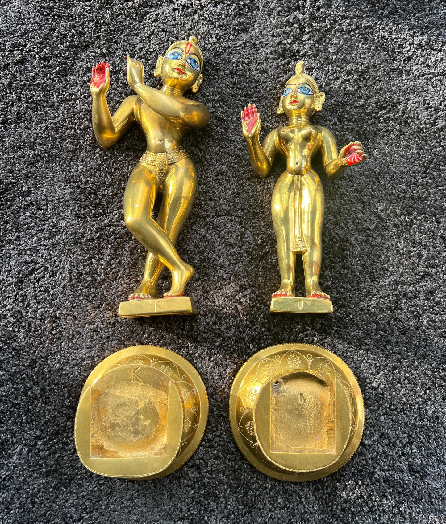 Vintage Brass Custom Made Rare Sri Sri Radha Krishna  With Dresses and Jewelry