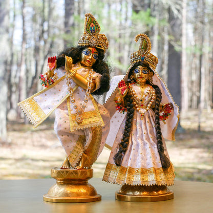Vintage Brass Custom Made Rare Sri Sri Radha Krishna  With Dresses and Jewelry