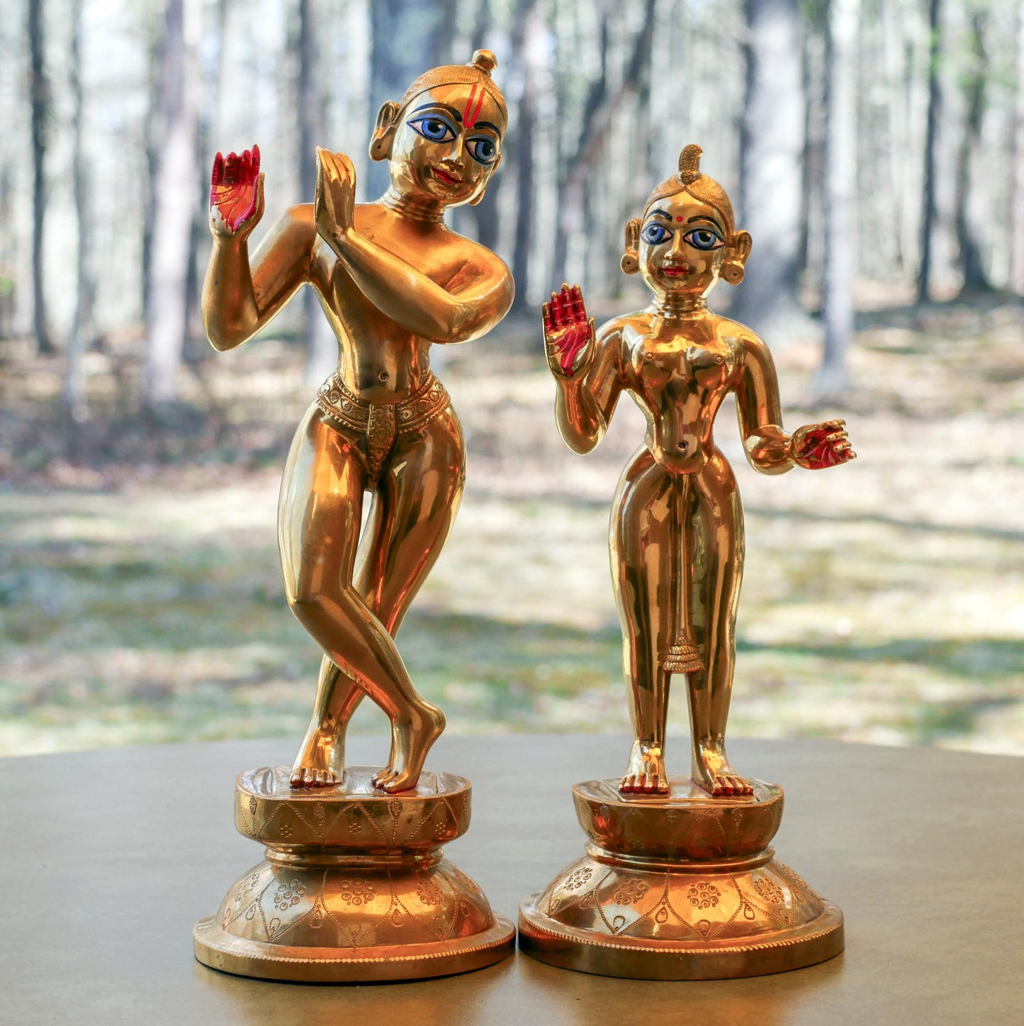 Vintage Brass Custom Made Rare Sri Sri Radha Krishna  With Dresses and Jewelry