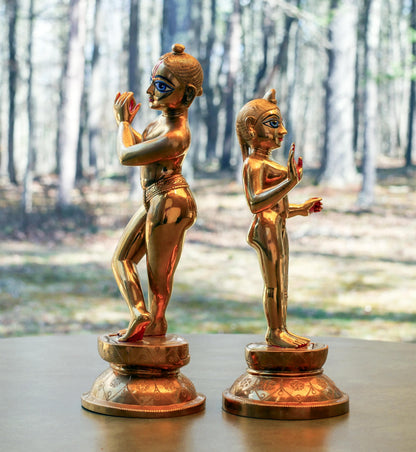 Vintage Brass Custom Made Rare Sri Sri Radha Krishna  With Dresses and Jewelry