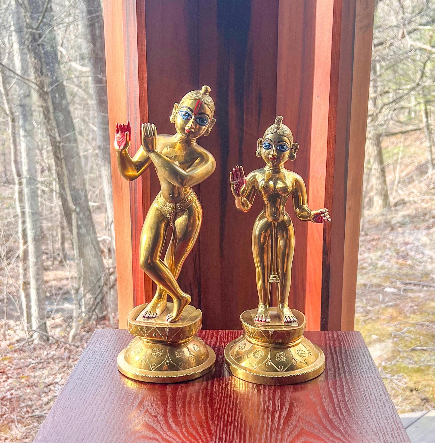 Vintage Brass Custom Made Rare Sri Sri Radha Krishna  With Dresses and Jewelry