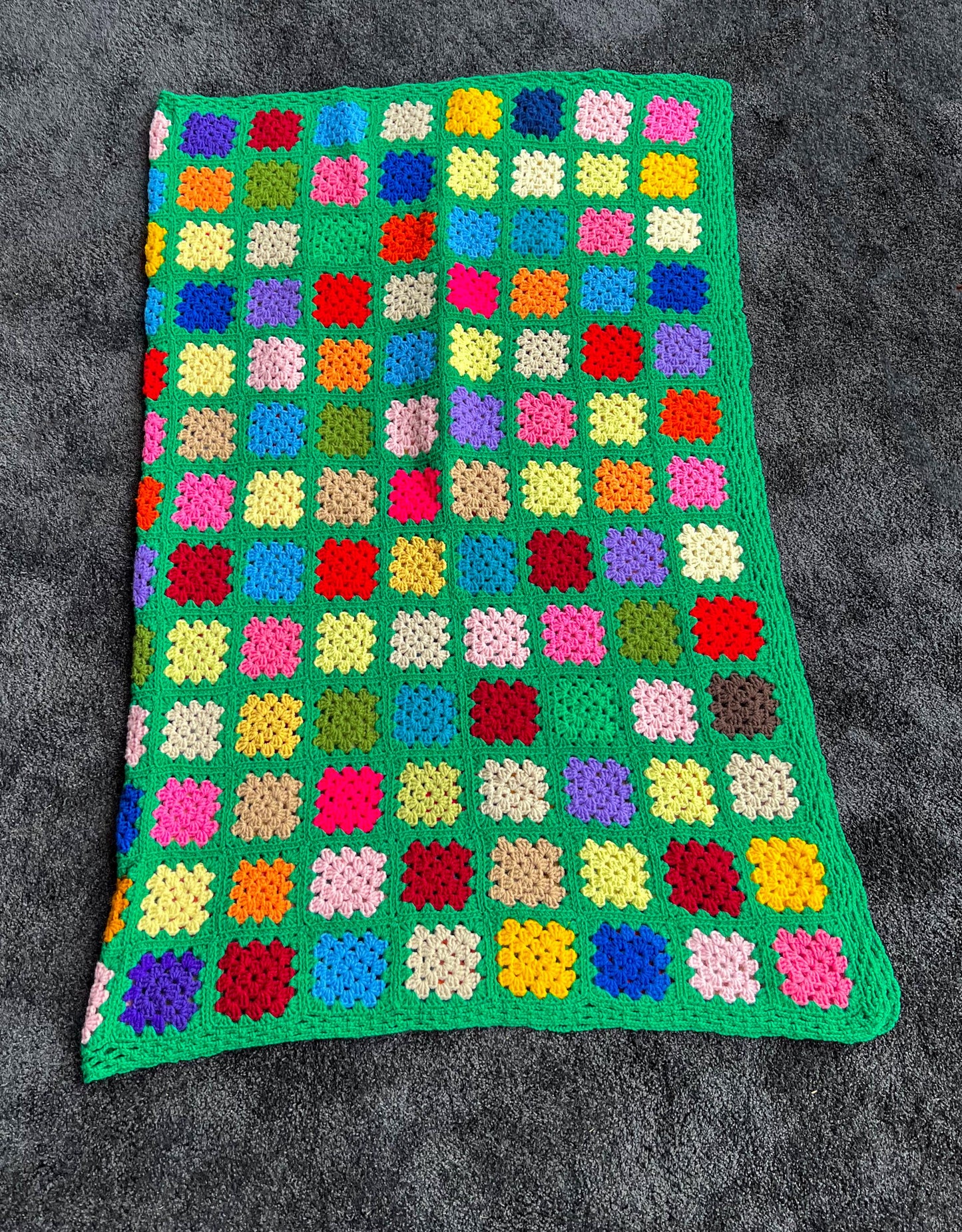 Vintage Handmade Granny Square Afghan Crochet Throw Sofa Blanket - 69" x 53"