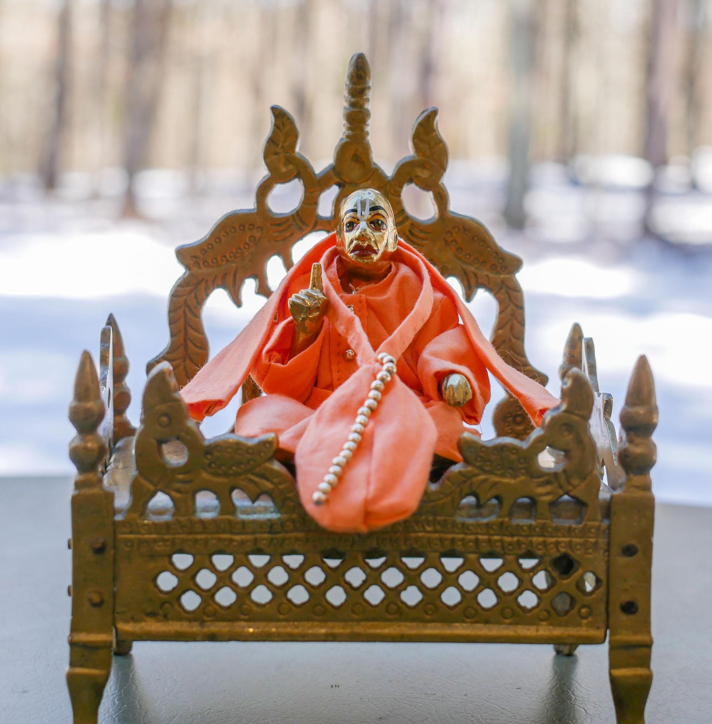 Vintage A.C. Bhaktivedanta Swami Prabhupada Murti Statue with Vyasasana & Clothes