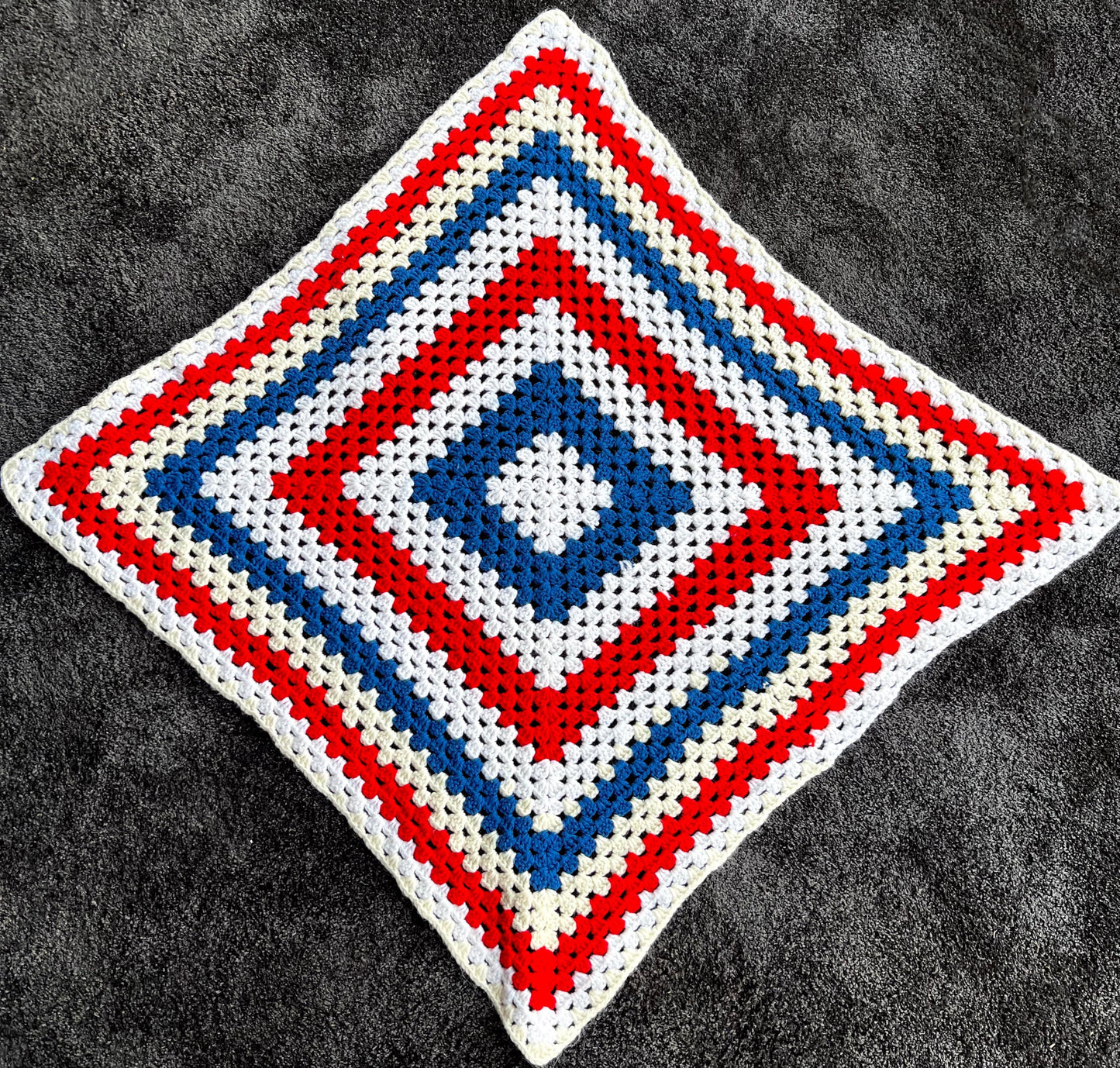 Vintage Handmade Square Granny Afghan Crochet Sofa Blanket Throw  - 34"x34"