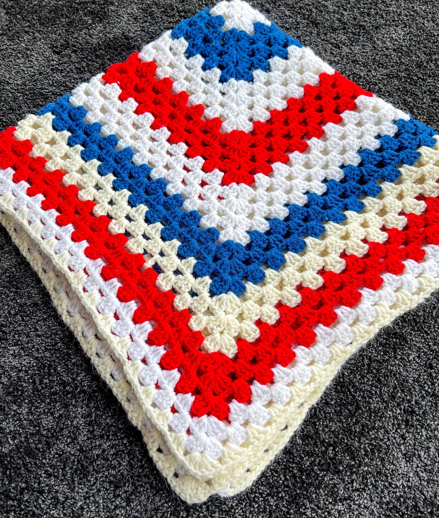 Vintage Handmade Square Granny Afghan Crochet Sofa Blanket Throw  - 34"x34"