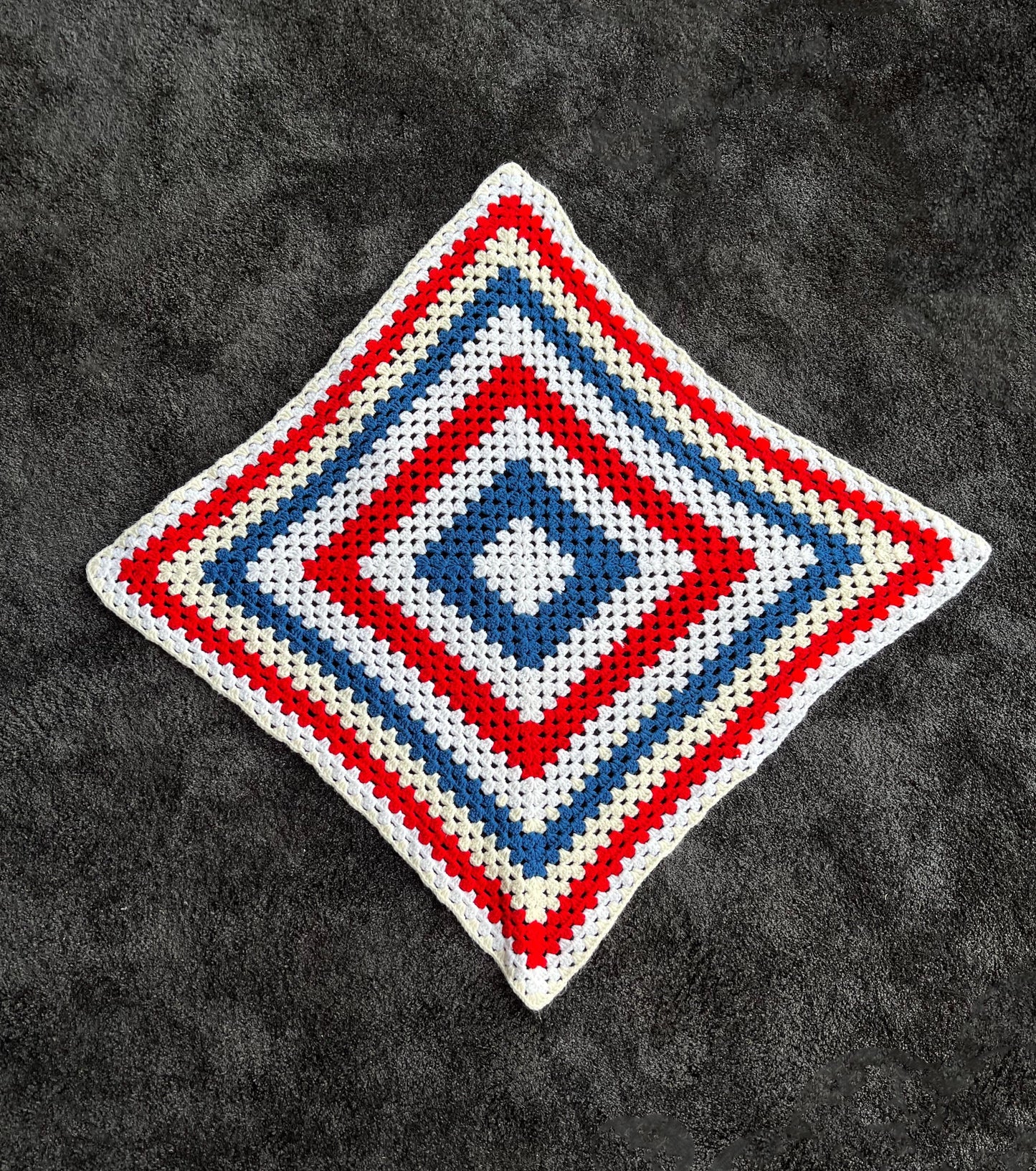 Vintage Handmade Square Granny Afghan Crochet Sofa Blanket Throw  - 34"x34"