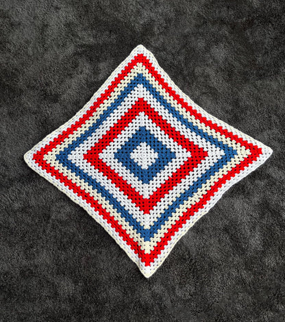 Vintage Handmade Square Granny Afghan Crochet Sofa Blanket Throw  - 34"x34"