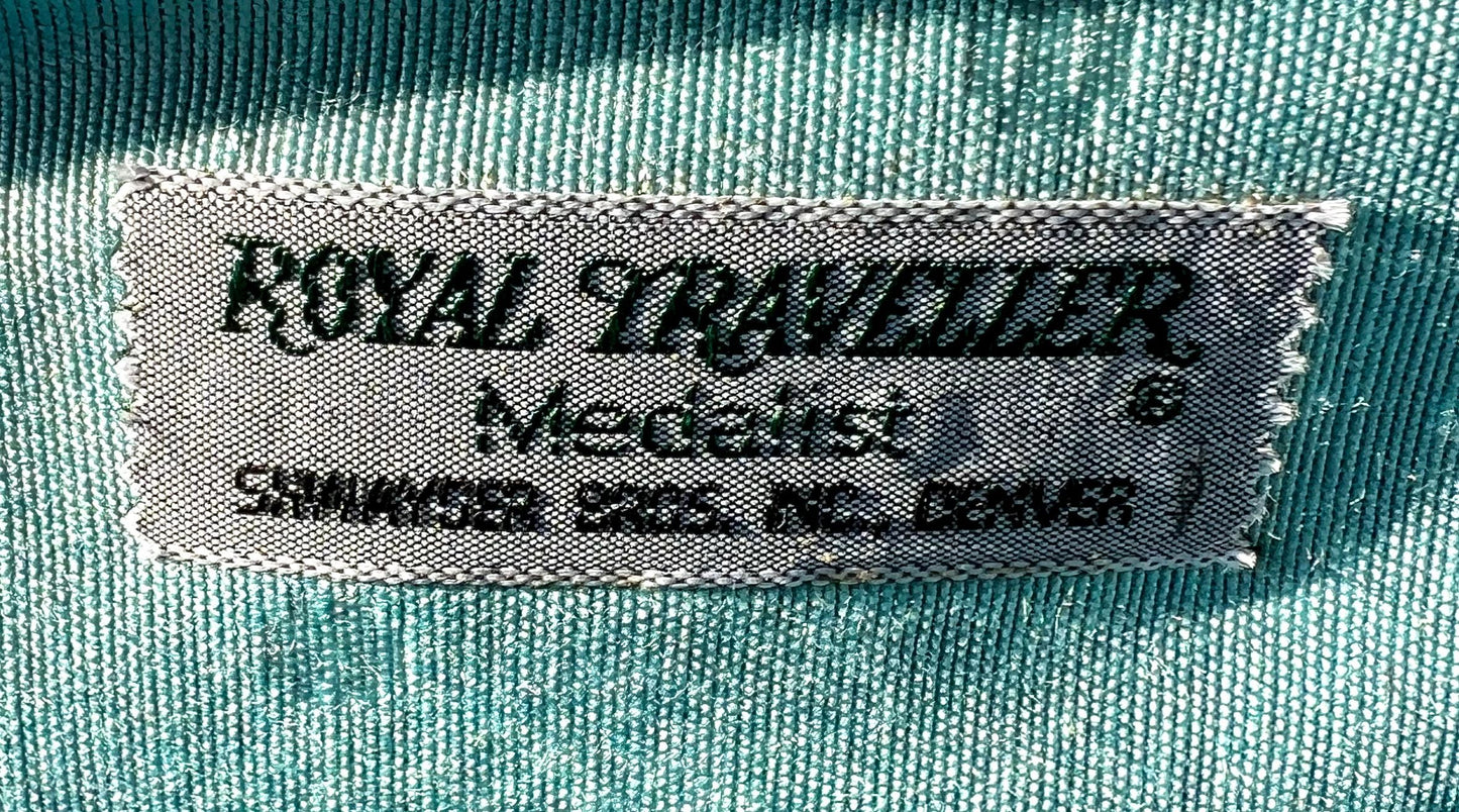 Vintage Aqua Blue 1960's Royal Traveller Medalist Hard Case Suitcase Luggage W/Key