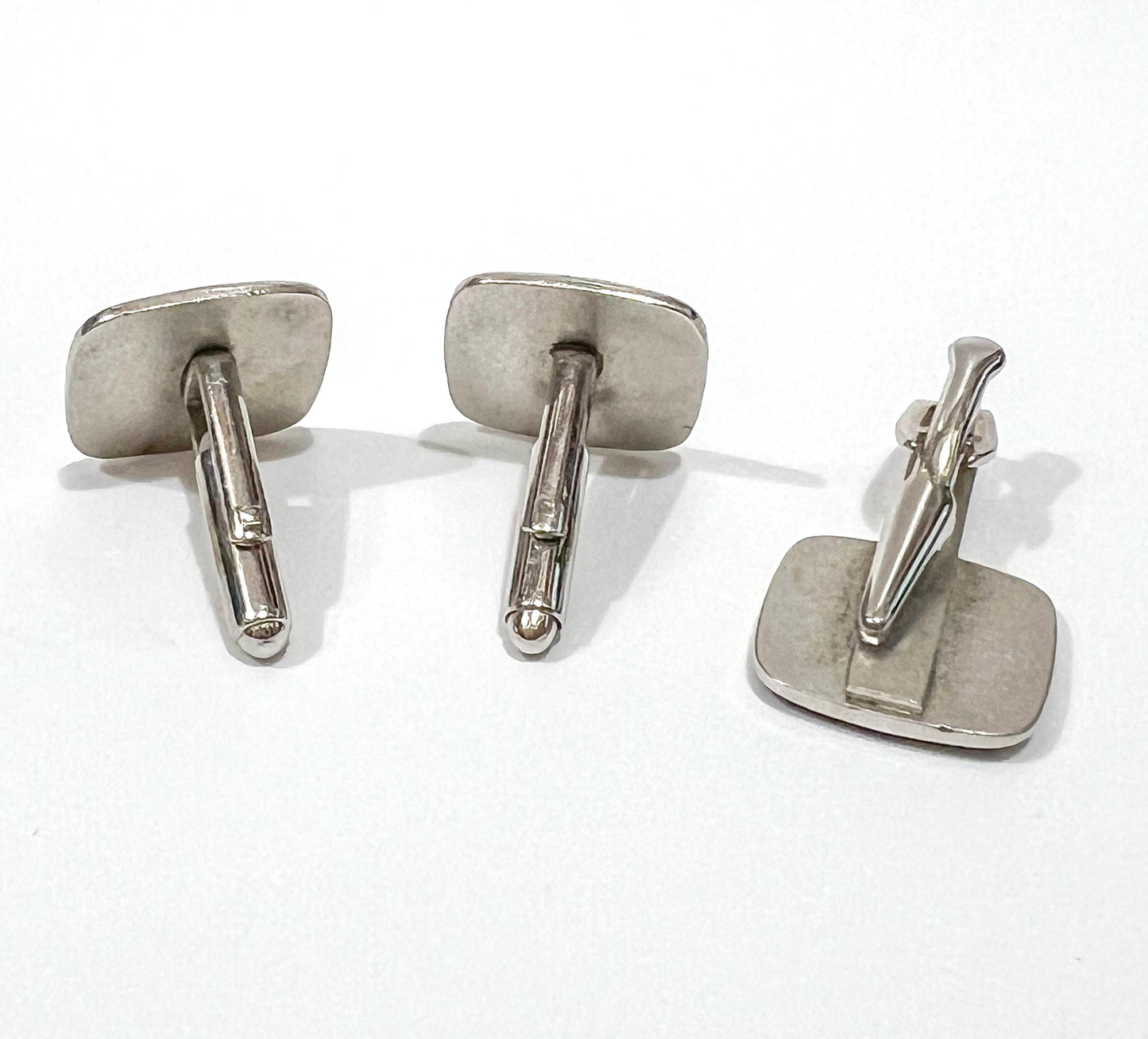 Vintage Black Enamel Silver Plated Fishing Fisherman Cufflink and Tie Clip