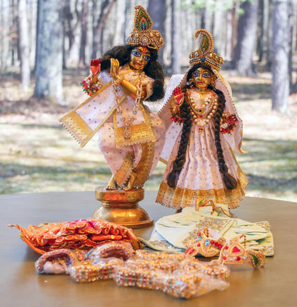 Vintage Brass Custom Made Rare Sri Sri Radha Krishna  With Dresses and Jewelry