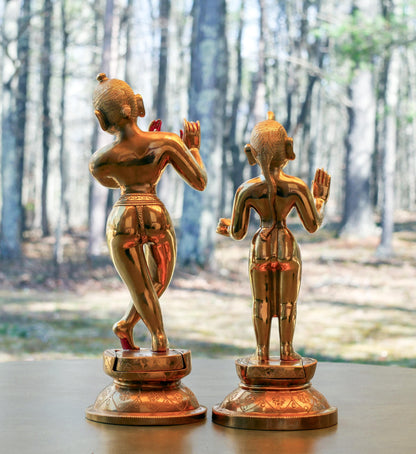 Vintage Brass Custom Made Rare Sri Sri Radha Krishna  With Dresses and Jewelry