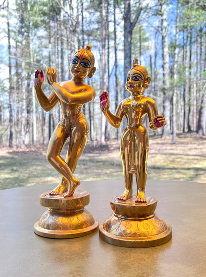 Vintage Brass Custom Made Rare Sri Sri Radha Krishna  With Dresses and Jewelry