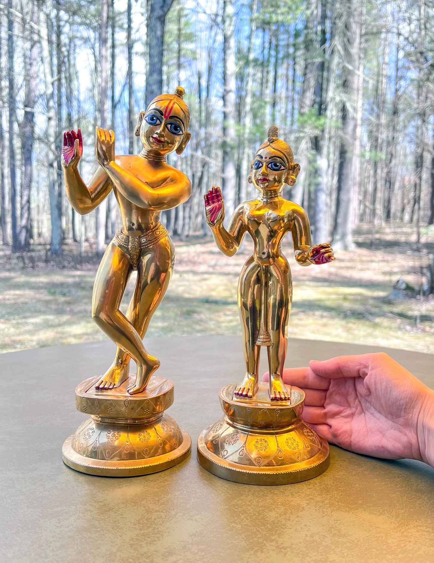 Vintage Brass Custom Made Rare Sri Sri Radha Krishna  With Dresses and Jewelry