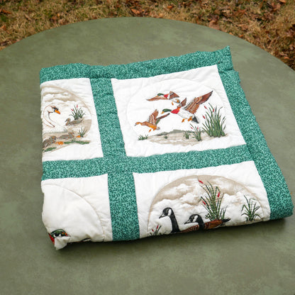 39"x39" Vintage Handcrafted Wildlife Embroidered Quilt Wall Hanging