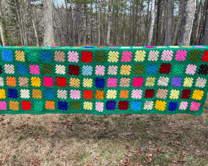 Vintage Handmade Granny Square Afghan Crochet Throw Sofa Blanket - 69" x 53"