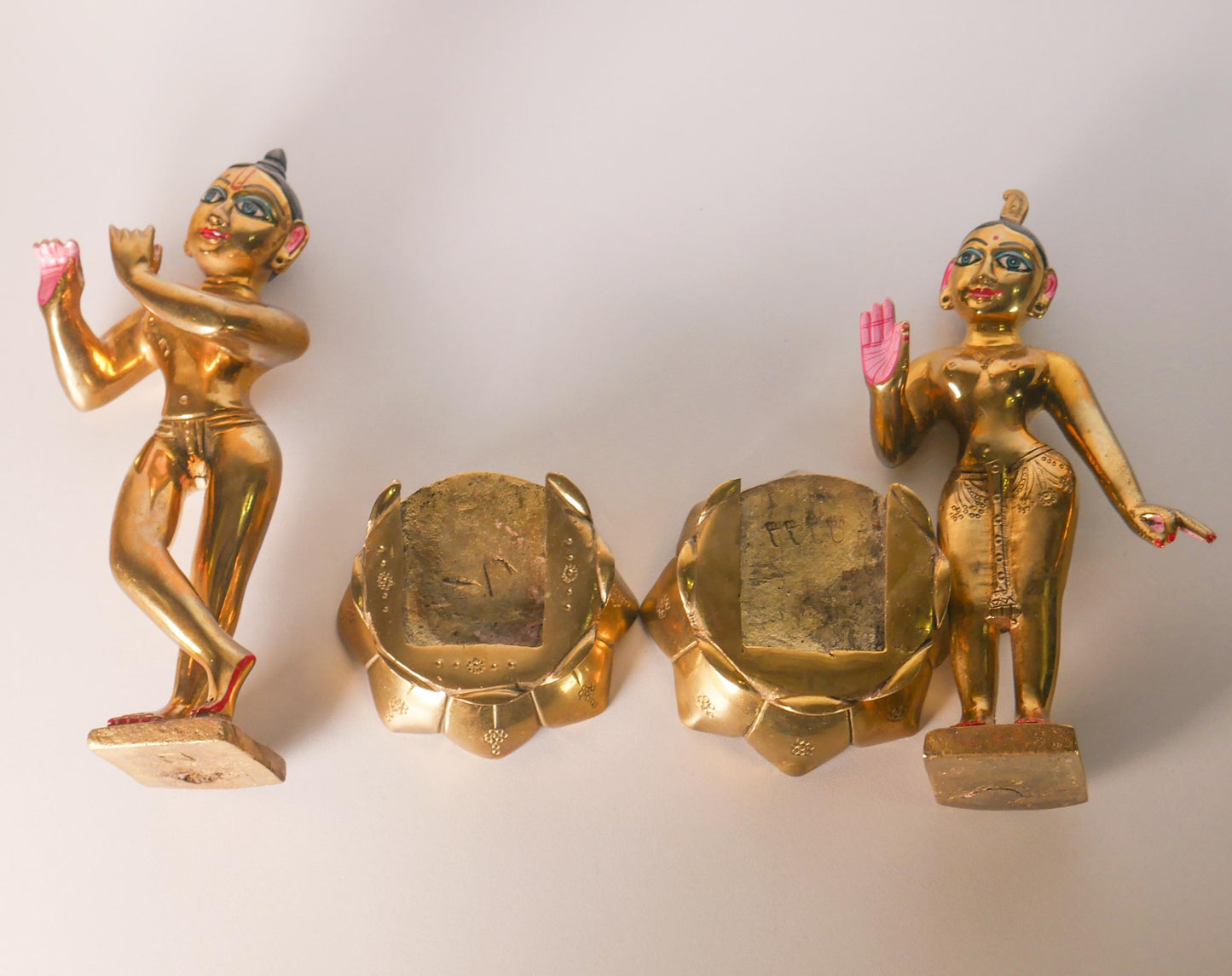 8" Gorgeous Vintage Sri Sri Radha Krishna Murti Statues With Dresses and Jewelry