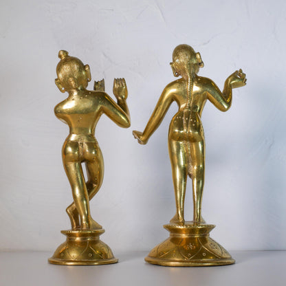 Vintage Radha Krishna Murtis with Dresses and Jewelry | Hand-Painted Hindu Deities