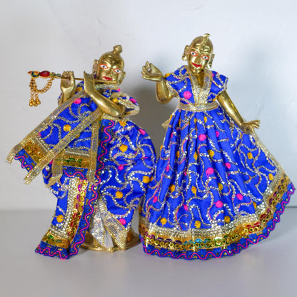 Vintage Radha Krishna Murtis with Dresses and Jewelry | Hand-Painted Hindu Deities