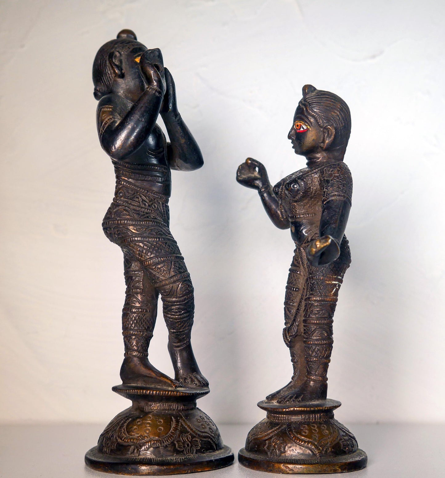 Vintage Brass Sri Sri Radha Krishna Murti Statues | Hindu God Statue with Dresses