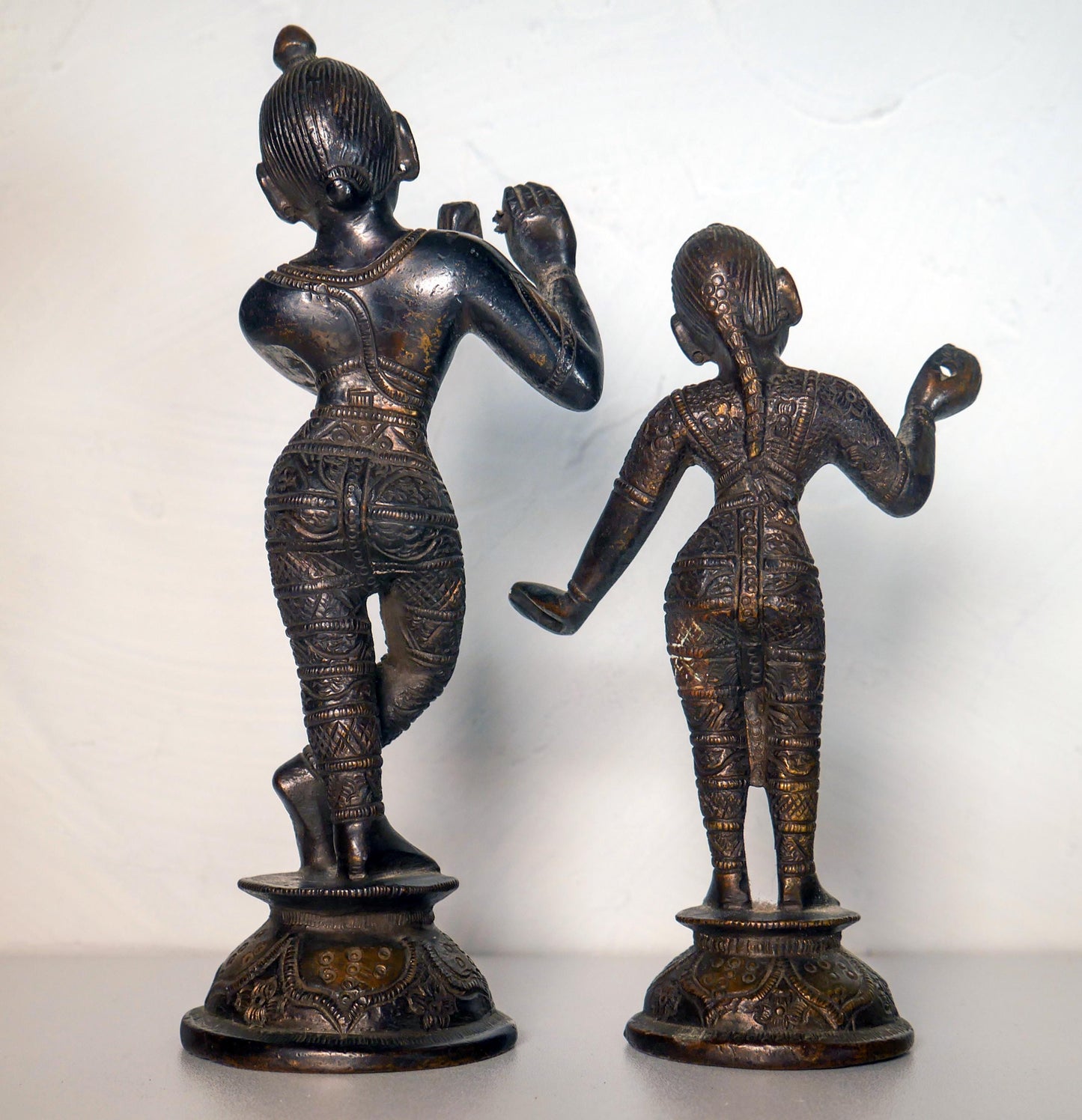 Vintage Brass Sri Sri Radha Krishna Murti Statues | Hindu God Statue with Dresses