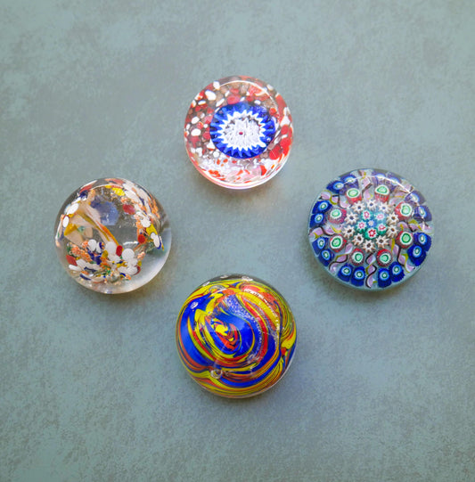 Set of Vintage Murano Glass Vintage Millefiori Paperweight | Collectible Decor