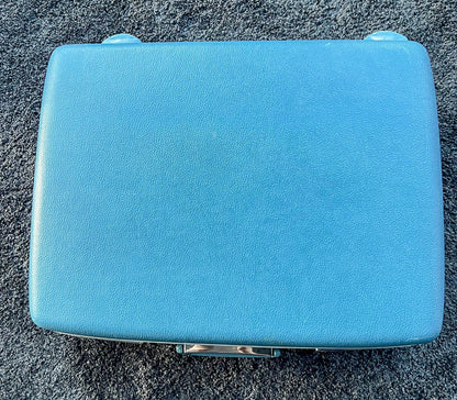 Vintage Aqua Blue 1960's Royal Traveller Medalist Hard Case Suitcase Luggage W/Key