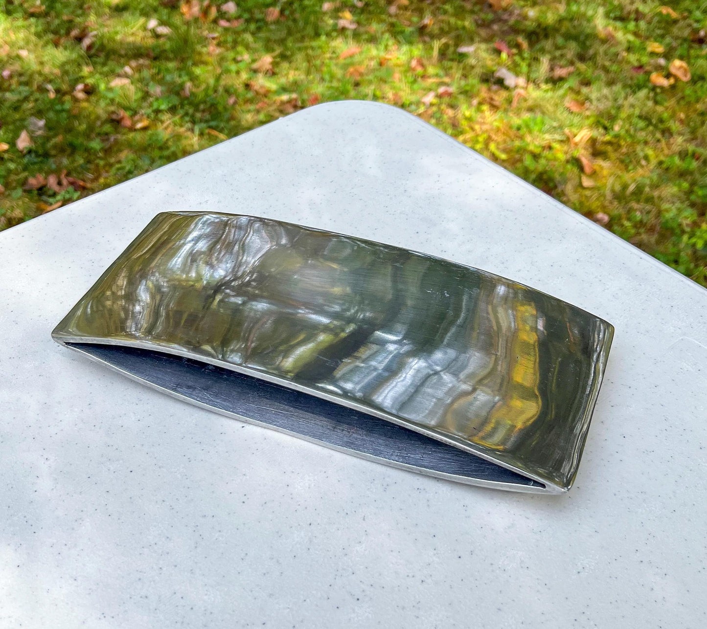 MCM Aluminum Ikebana Vase – Narrow Sculptural Centerpiece 11” Minimalist Decor