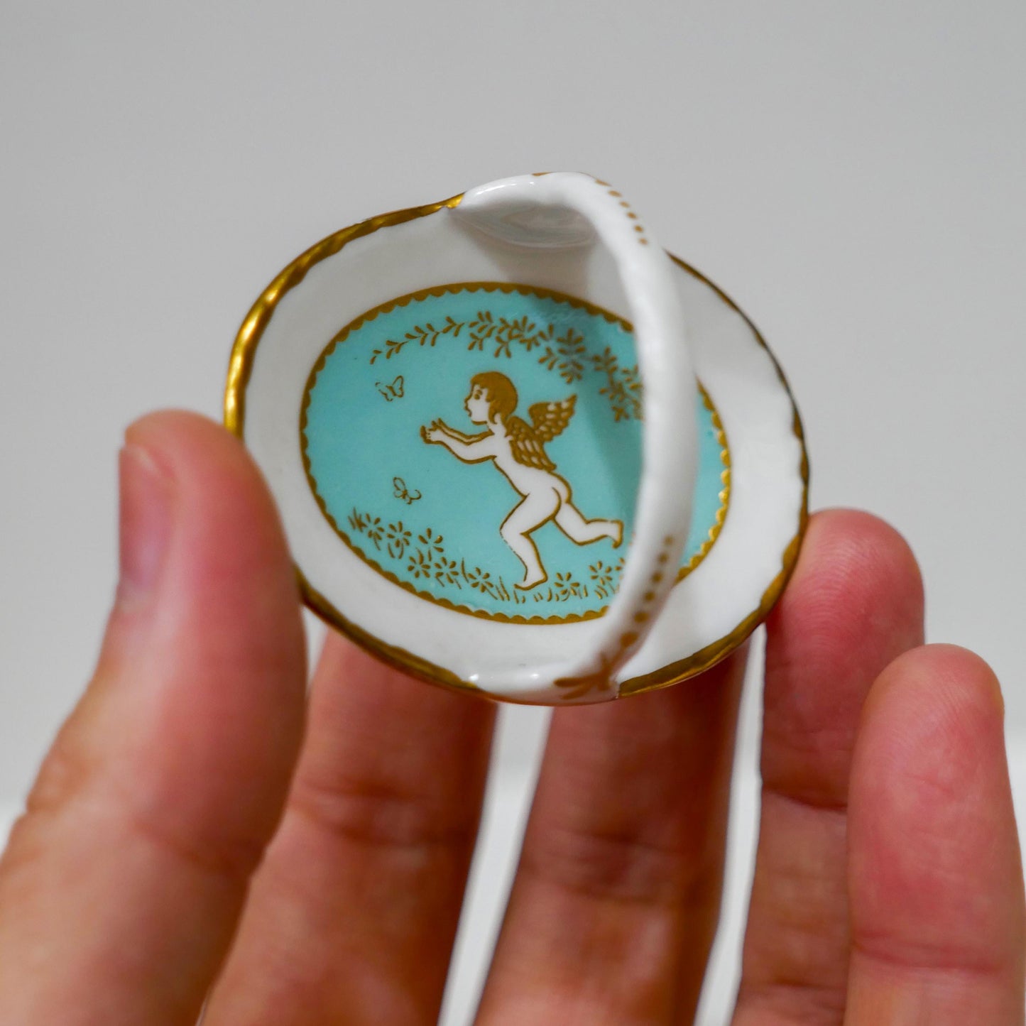 Vintage Spode England Fine Bone China Miniature Cherub Porcelain Set – Teal & Gold