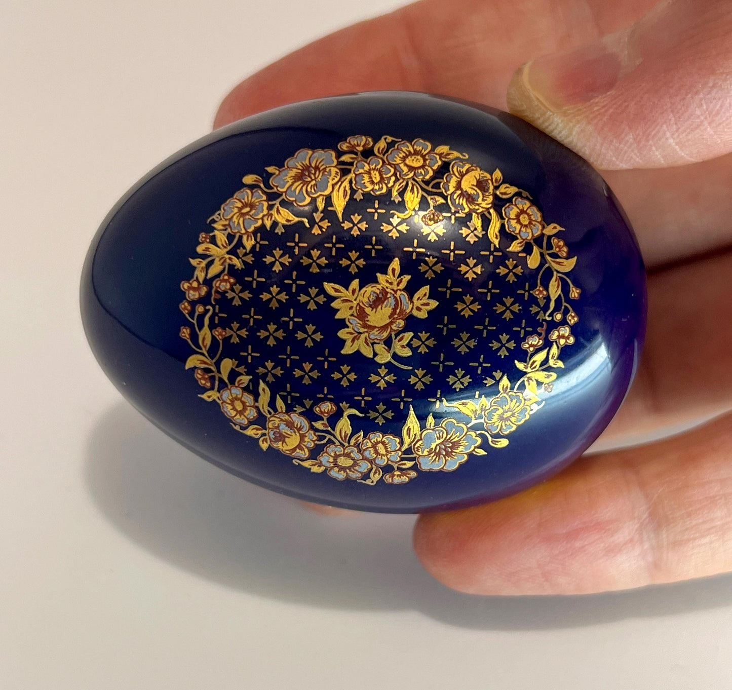 Vintage Limoges Castel Porcelain Trinket Cobalt Egg Gold Trim and Retired Miniature Urn