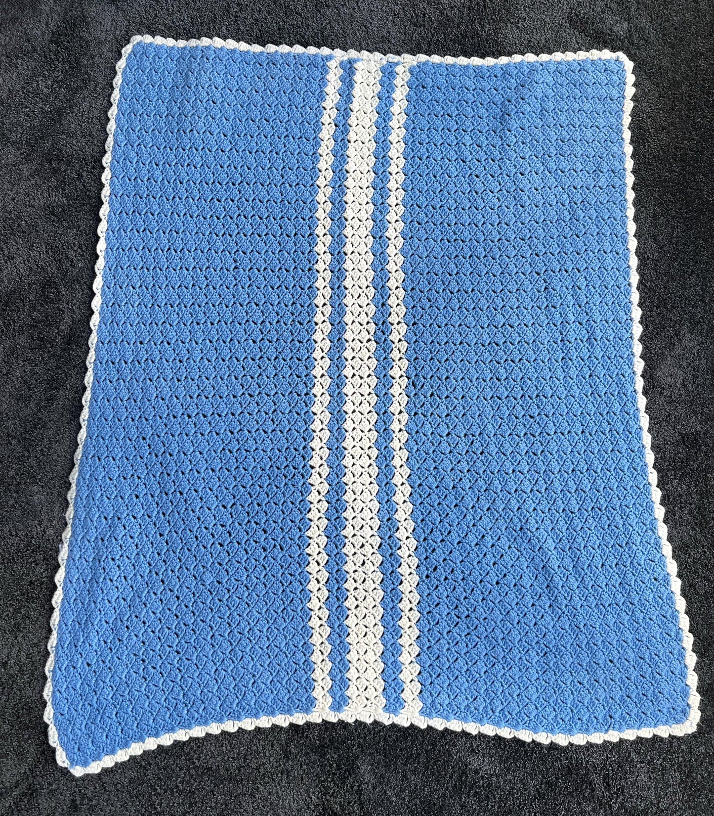 Vintage Handmade Granny Knitted Crochet Baby Blanket Sofa Throw 50"x40"