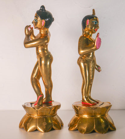 8" Gorgeous Vintage Sri Sri Radha Krishna Murti Statues With Dresses and Jewelry