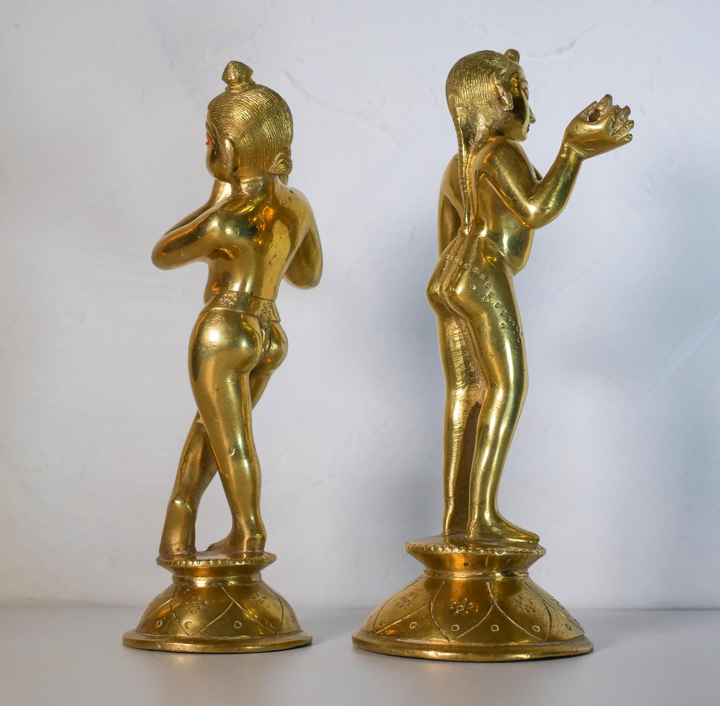 Vintage Radha Krishna Murtis with Dresses and Jewelry | Hand-Painted Hindu Deities