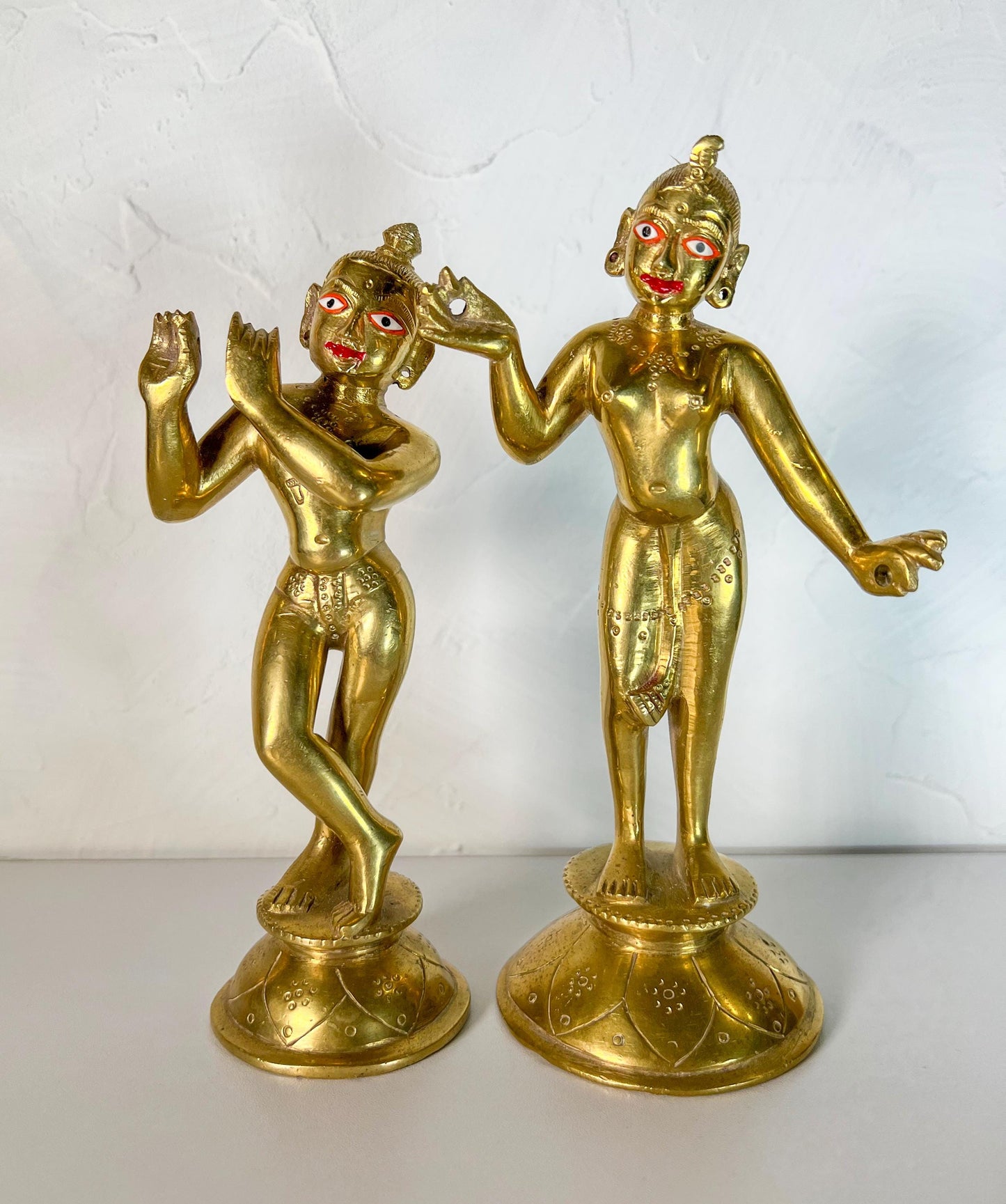 Vintage Radha Krishna Murtis with Dresses and Jewelry | Hand-Painted Hindu Deities