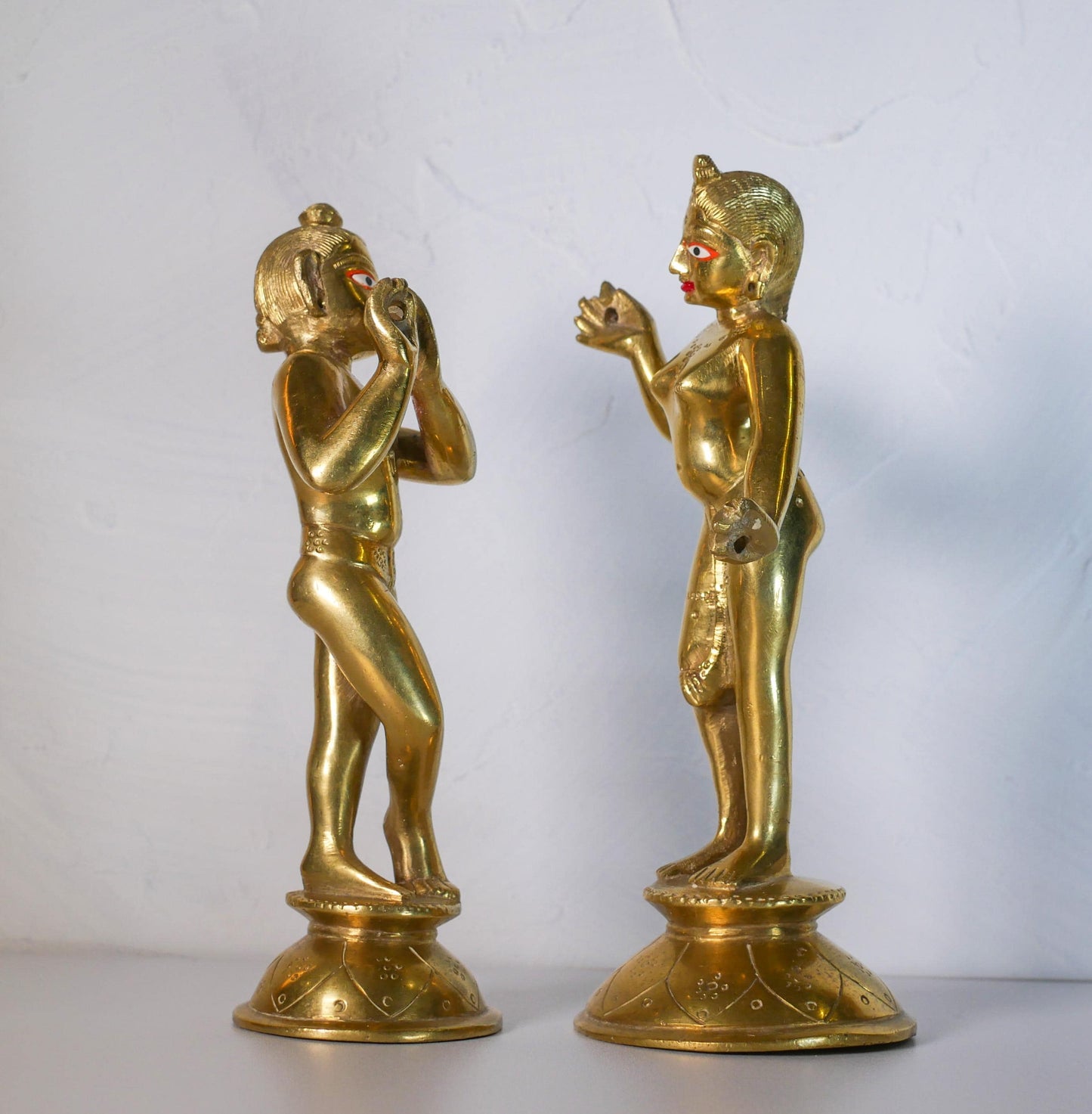 Vintage Radha Krishna Murtis with Dresses and Jewelry | Hand-Painted Hindu Deities