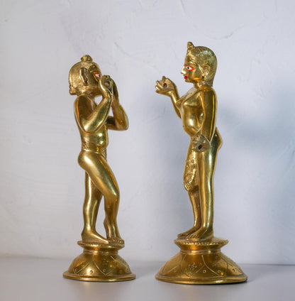 Vintage Radha Krishna Murtis with Dresses and Jewelry | Hand-Painted Hindu Deities