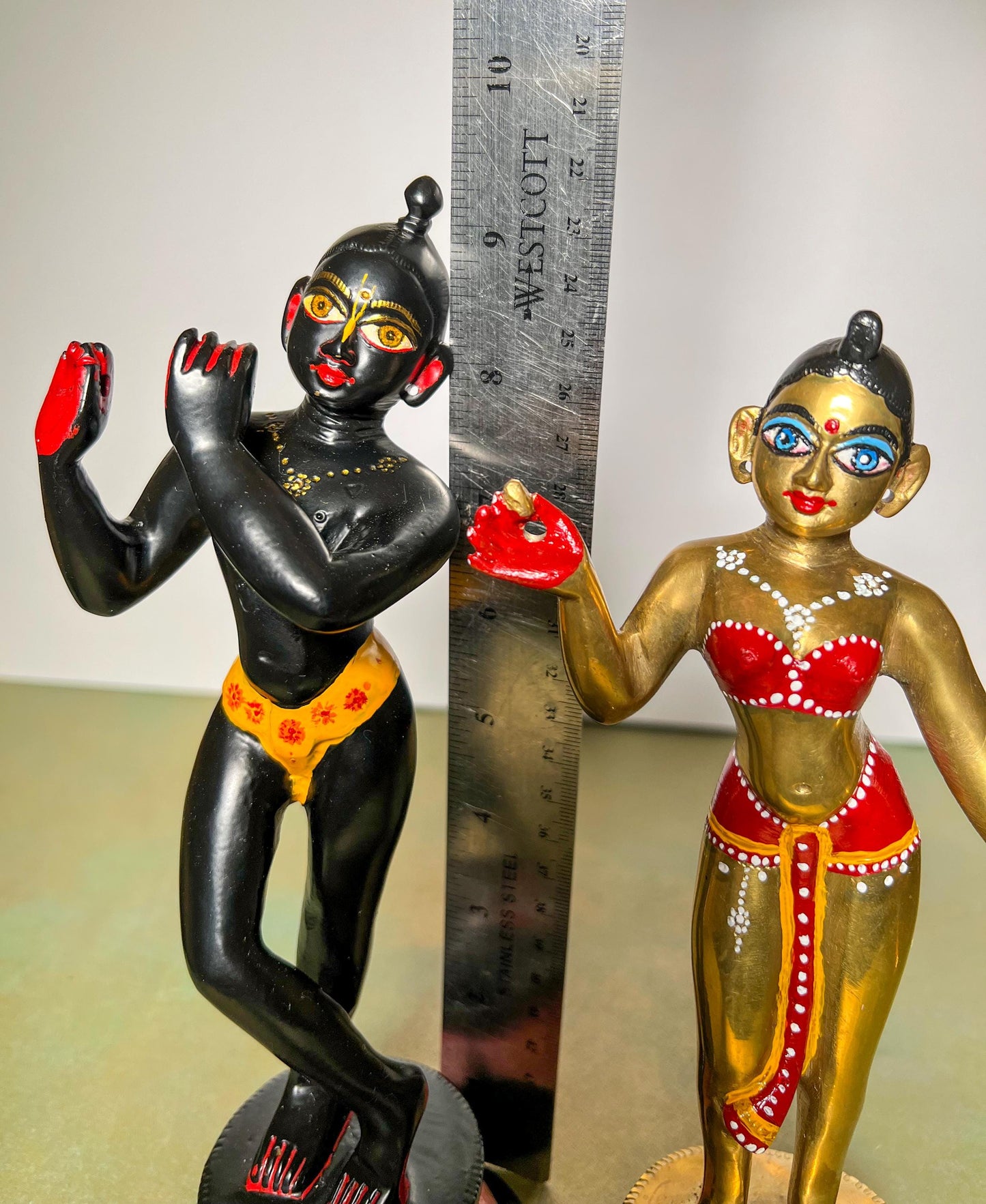 9" Gorgeous Vintage Sri Sri Radha Krishna Murti Statues With Dresses and Jewelry