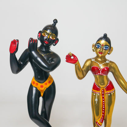9" Gorgeous Vintage Sri Sri Radha Krishna Murti Statues With Dresses and Jewelry