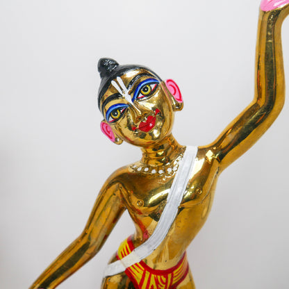 11.75" Vintage Brass Gaur Nitai Deity Statue Complete with Dresses and Crowns