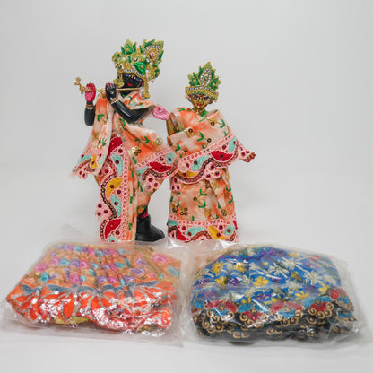 Vintage Brass Sri Sri Radha Krishna Murti Statues | Hindu God Deity with Dresses