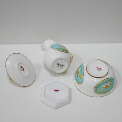 Vintage Spode England Fine Bone China Miniature Cherub Porcelain Set – Teal & Gold