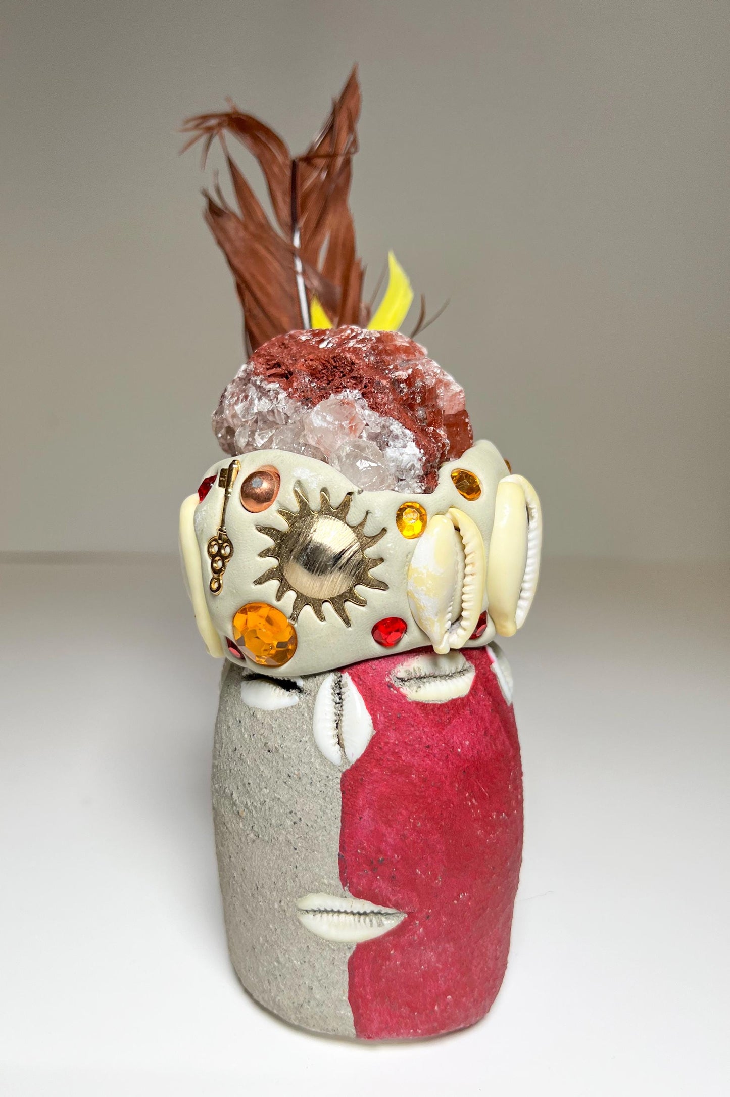 6.5" Elegua Head Orisha Santería – Hematoid Crystal Quartz - Protection Blessing