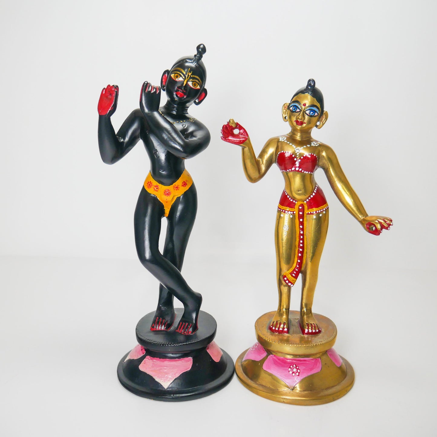 9" Gorgeous Vintage Sri Sri Radha Krishna Murti Statues With Dresses and Jewelry