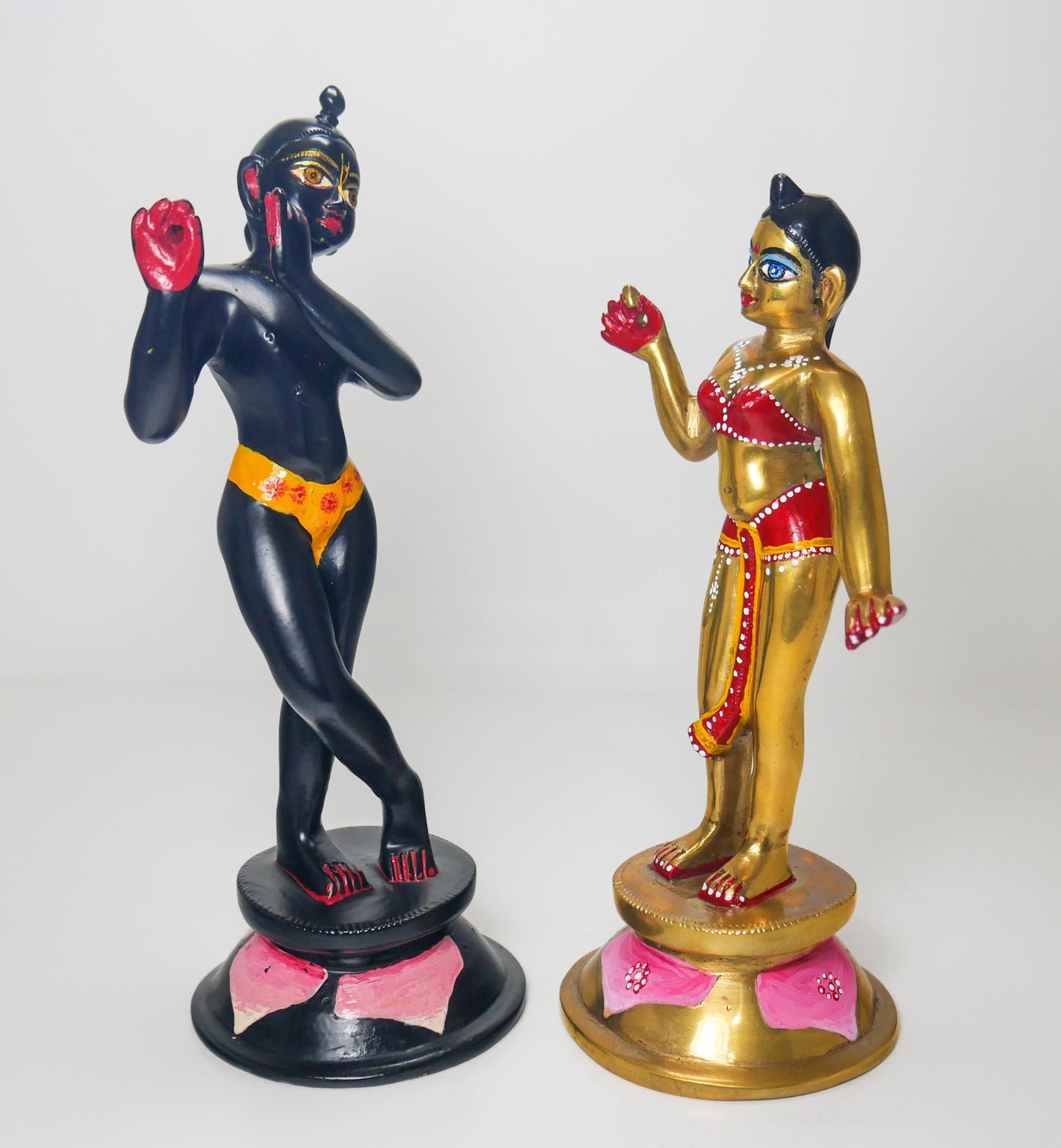 9" Gorgeous Vintage Sri Sri Radha Krishna Murti Statues With Dresses and Jewelry