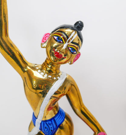 11.75" Vintage Brass Gaur Nitai Deity Statue Complete with Dresses and Crowns