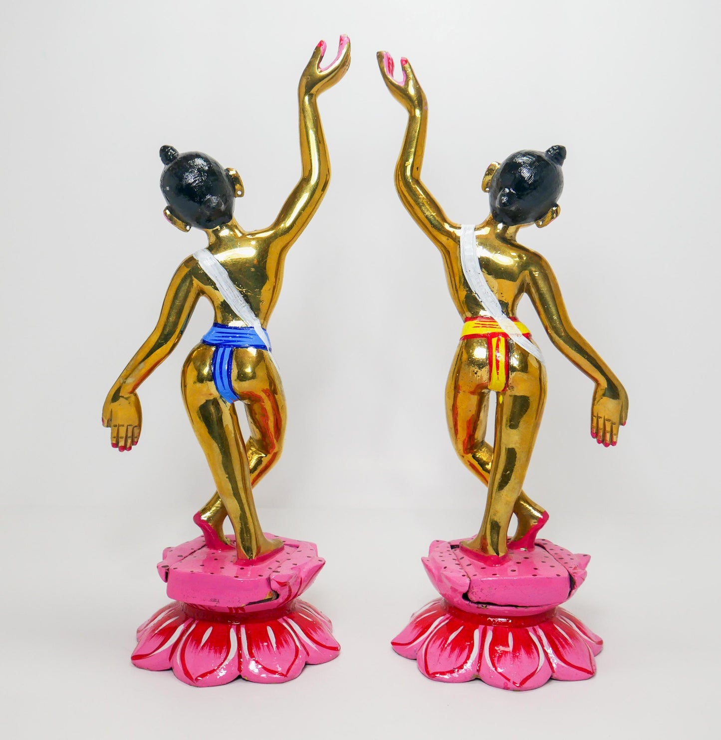 11.75" Vintage Brass Gaur Nitai Deity Statue Complete with Dresses and Crowns