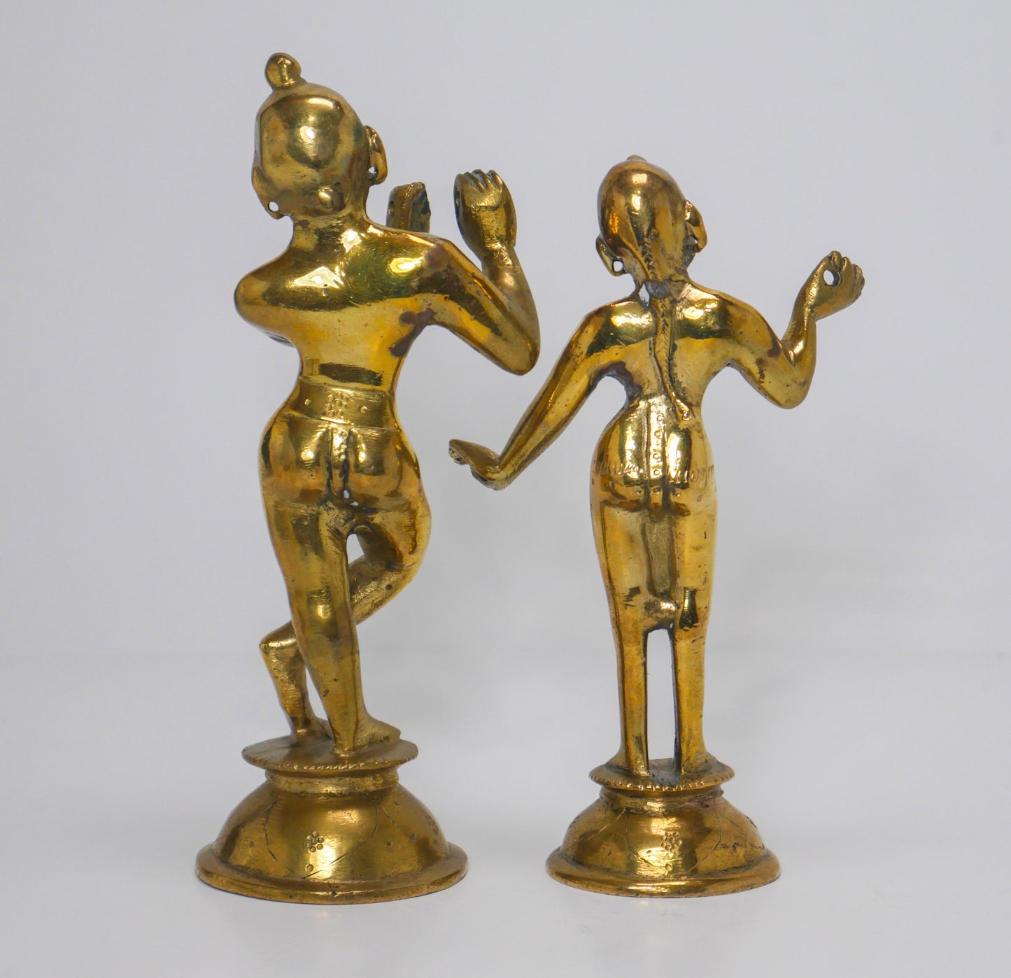 Vintage Brass Sri Sri Radha Krishna Murti Statues | Hindu God Statue with Dresses