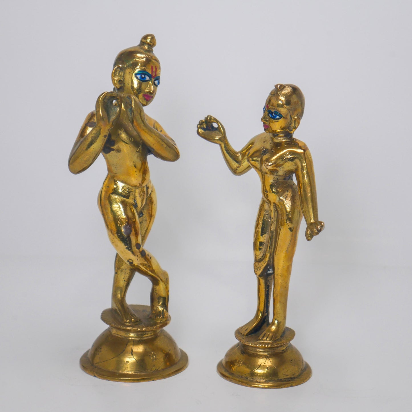 Vintage Brass Sri Sri Radha Krishna Murti Statues | Hindu God Statue with Dresses