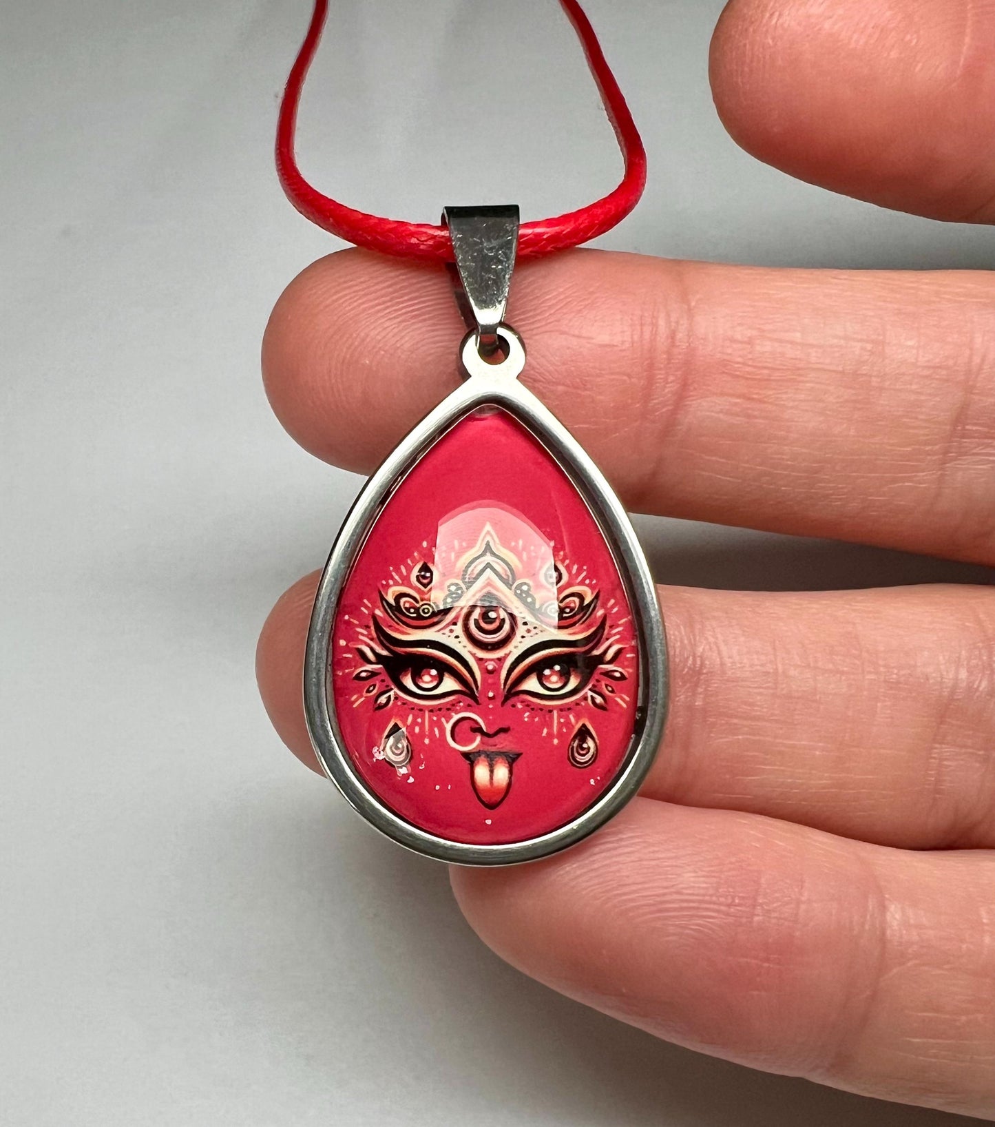 18" Handmade Kali Maa Pendant Necklace | Spiritual Protection Amulet Jewelry Gift
