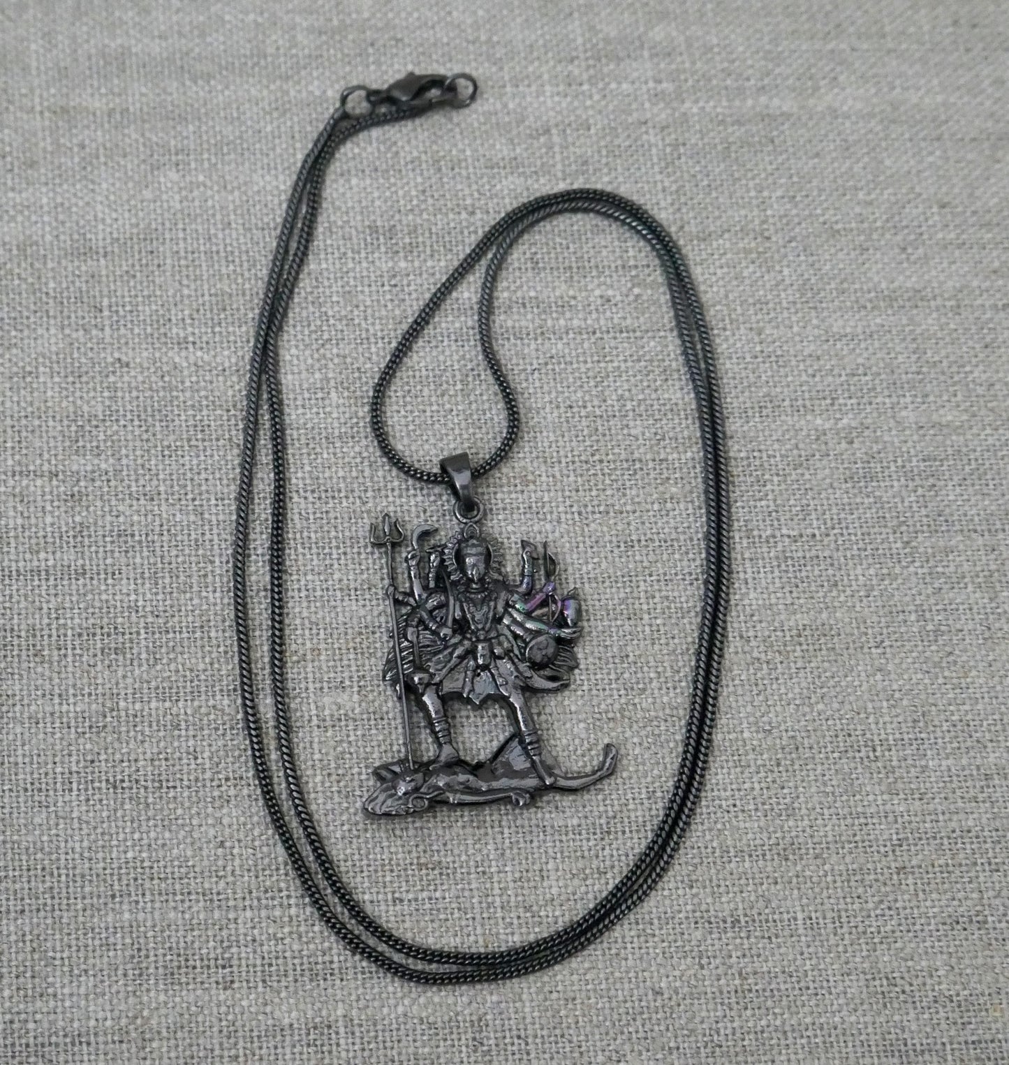 Kali Maa Necklace • Black Brass Pendant • Hindu Goddess Amulet • Spiritual Jewelry