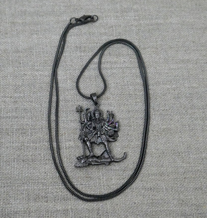 Kali Maa Necklace • Black Brass Pendant • Hindu Goddess Amulet • Spiritual Jewelry